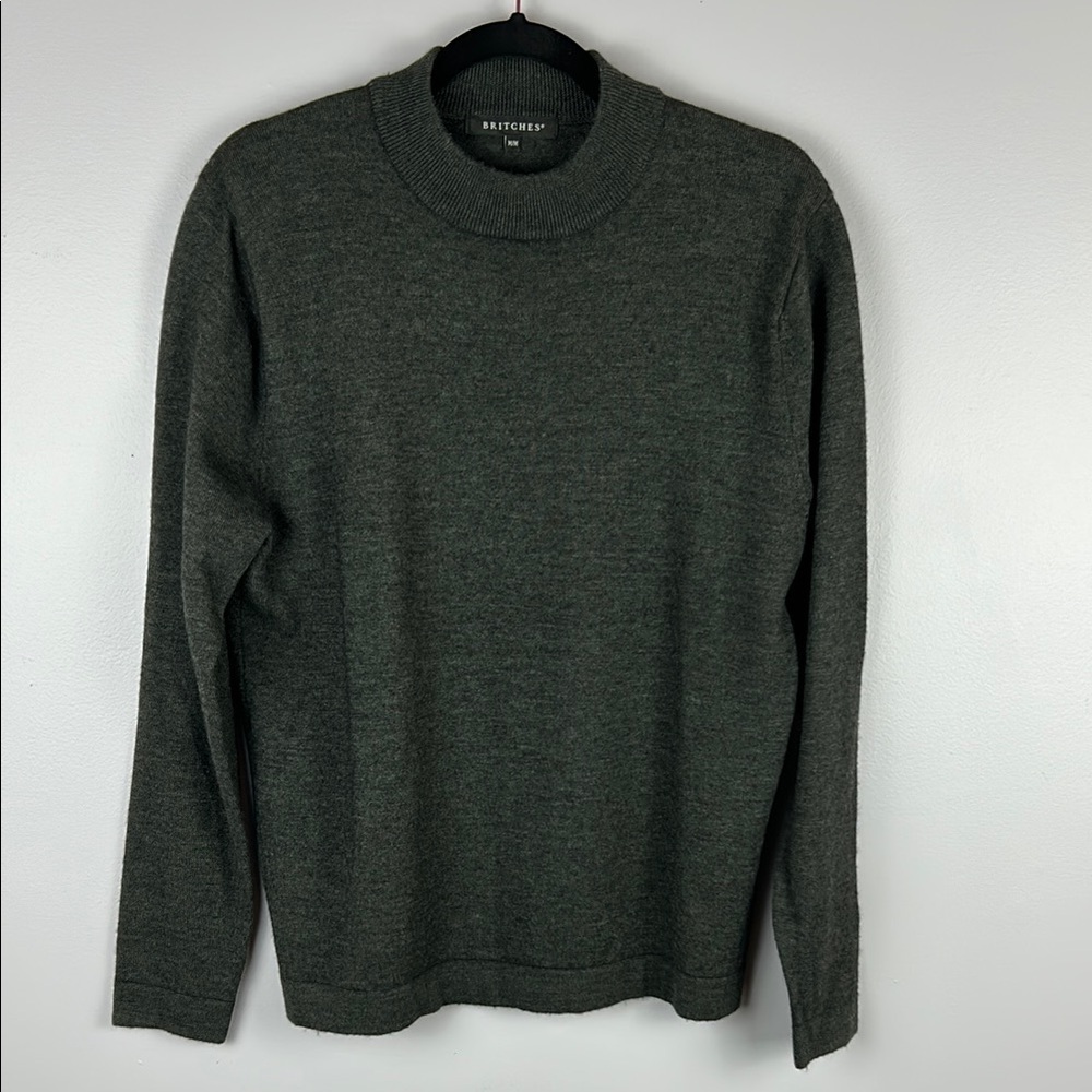 Britches Merino Wool Blend Crew Neck Long Sleeve Knit Sweater Medium Grey - Picture 2 of 11